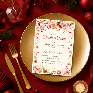 Whimsical Peppermint Christmas Party Invitation