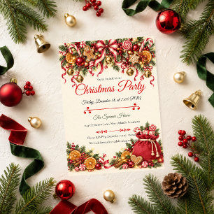Whimsical Peppermint Christmas Party Invitation
