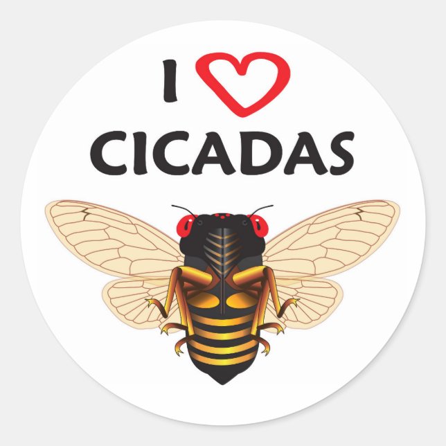 Whimsical Periodical Cicada Design Stickers (Front)