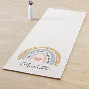 Whimsical Personalized Boho Rainbow Yoga Mat