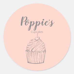 Whimsical Personalized Cupcake Round Stickers