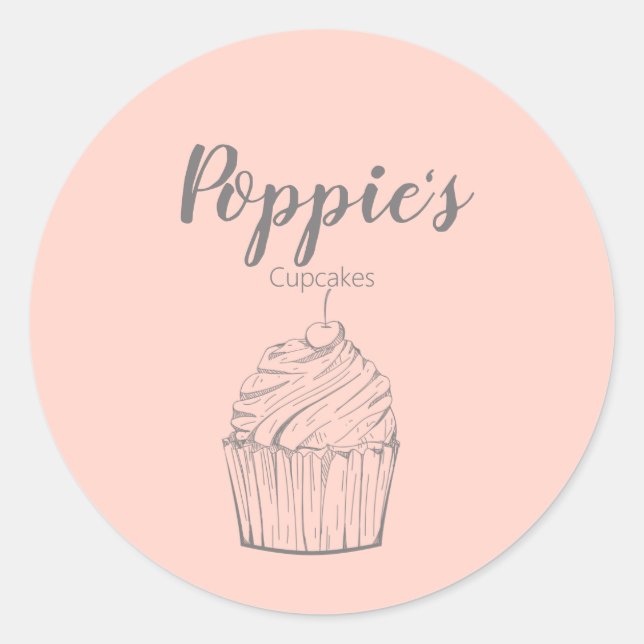 Whimsical Personalized Cupcake Round Stickers (Front)