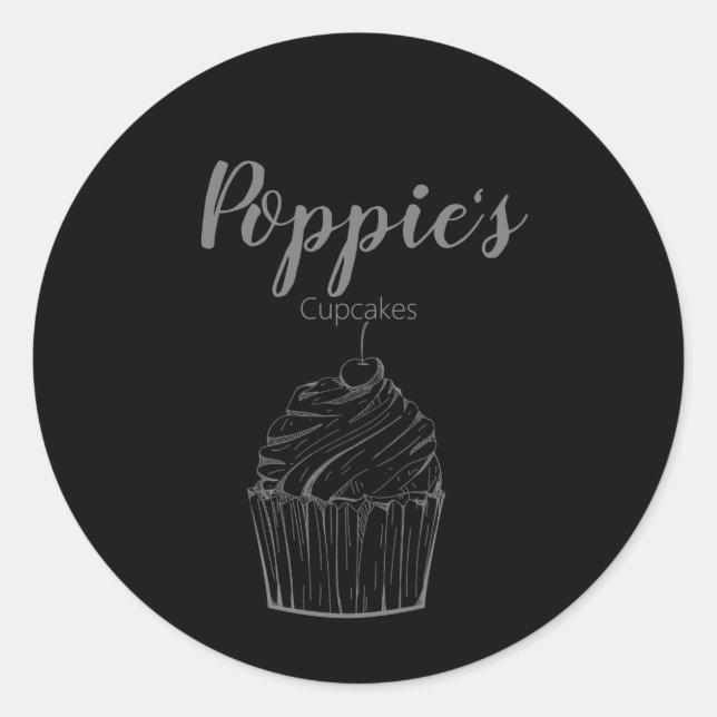 Whimsical Personalized Cupcake Round Stickers (Front)