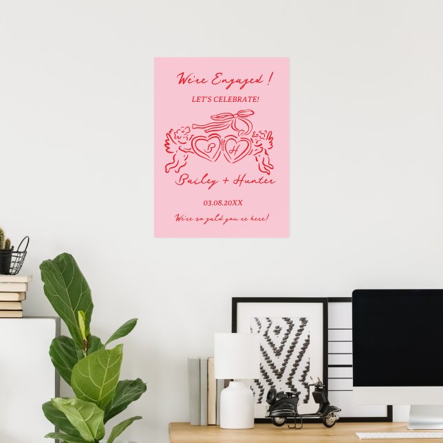 Whimsical Personalized Engagement couple Sign (Home Office)