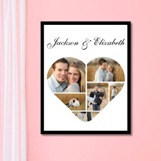 Whimsical Personalized Heart Love Photo Collage Poster