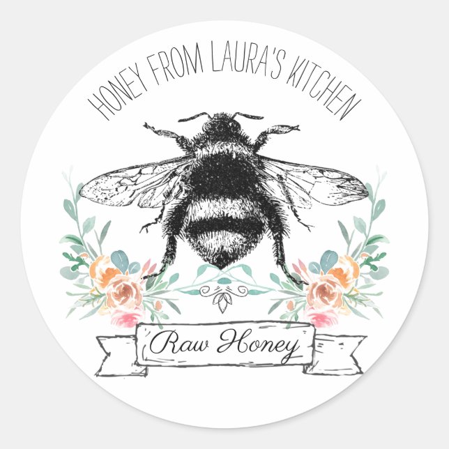 Whimsical Personalized Honey Bee Product Label (Front)