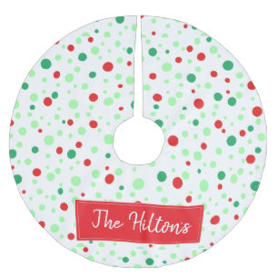 Whimsical Personalized  Polka Dot Christmas Skirt Brushed Polyester Tree Skirt