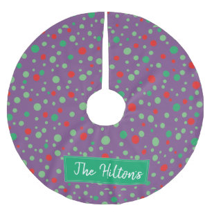 Whimsical Personalized  Polka Dot Christmas Skirt Brushed Polyester Tree Skirt