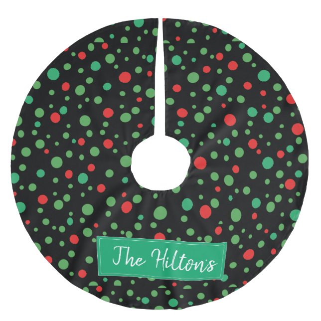 Whimsical Personalized  Polka Dot Christmas Skirt Brushed Polyester Tree Skirt (Front)
