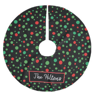 Whimsical Personalized  Polka Dot Christmas Skirt Brushed Polyester Tree Skirt