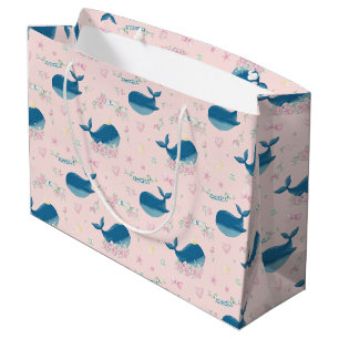 Whimsical Personalized Whale Large Gift Bag
