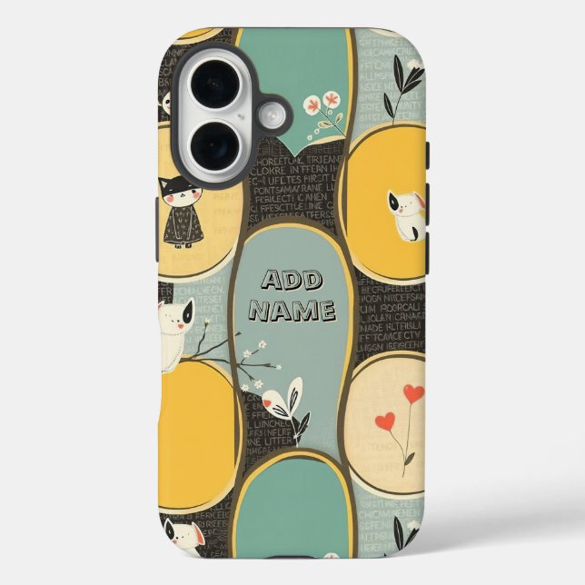 Whimsical Pet and Floral Pattern Case-Mate iPhone Case (Back)