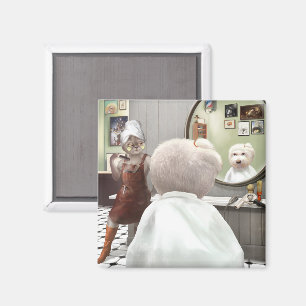 Whimsical Pet Barber Shop Magnet