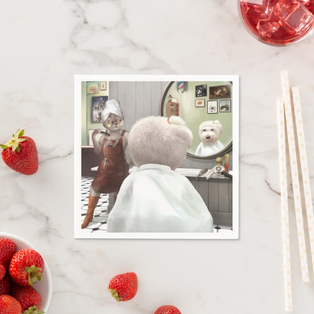 Whimsical Pet Barber Shop Napkin (Insitu)