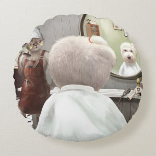 Whimsical Pet Barber Shop Round Pillow