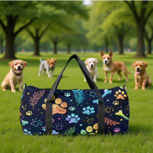 Whimsical Pet Print Travel Organizer Duffle Bag