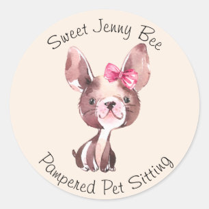 Whimsical Pet Sitting Business & Marketing Classic Round Sticker