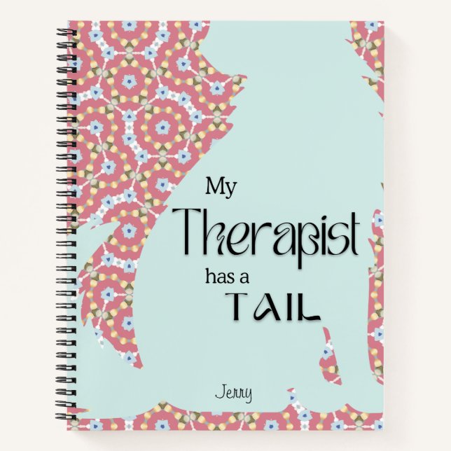Whimsical Pet Therapy Humour Pink Blue Notebook (Front)