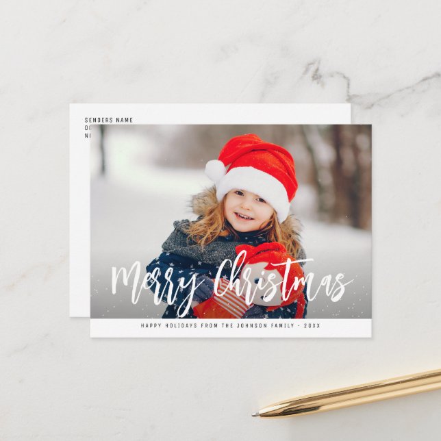 whimsical photo merry christmas postcard (Front/Back In Situ)