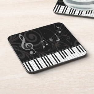 Whimsical Piano and Musical Notes Coaster