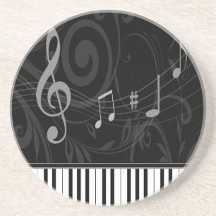 Whimsical Piano and Musical Notes Coaster