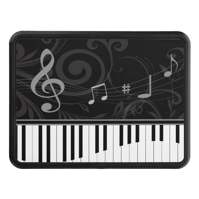 Whimsical Piano and Musical Notes Trailer Hitch Cover (Front)