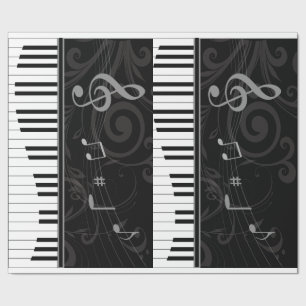 Whimsical Piano and Musical Notes Wrapping Paper