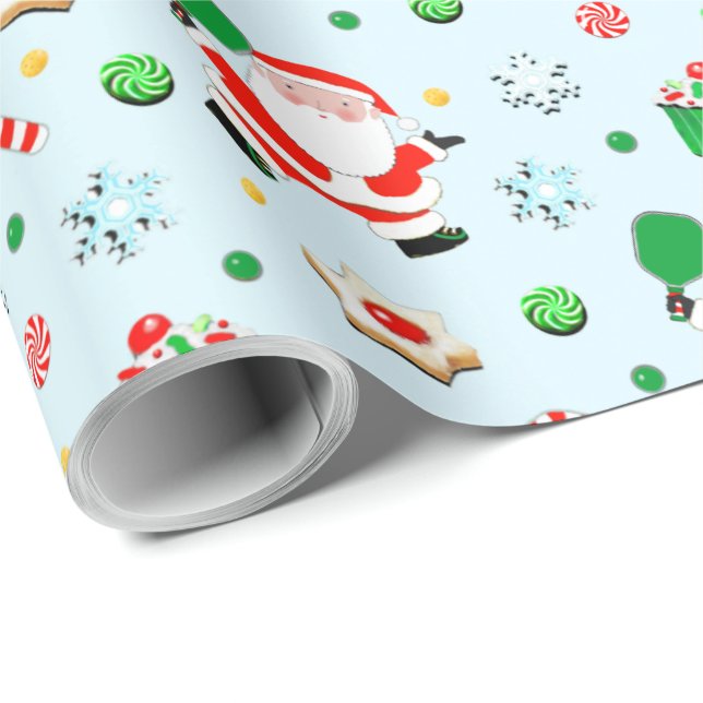 Whimsical Pickleball Holiday Gift Wrapping Paper (Roll Corner)