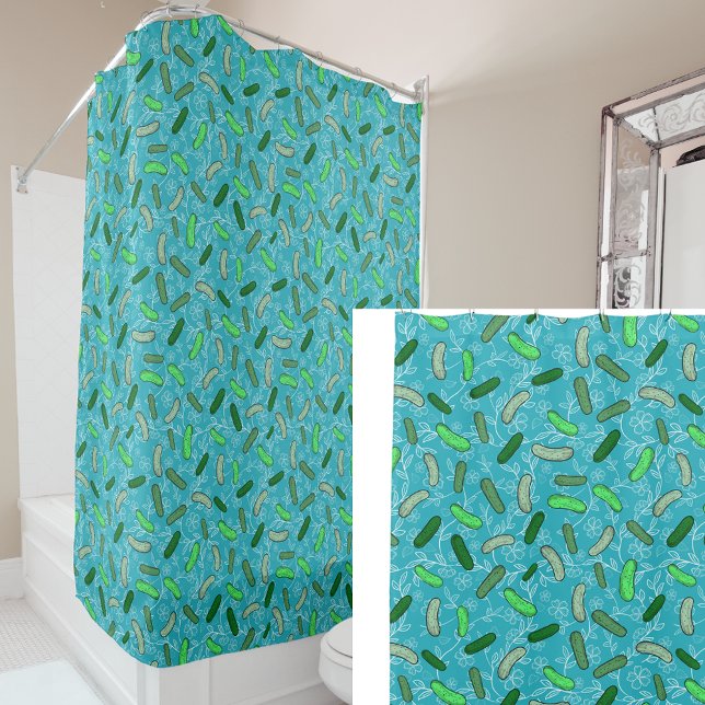 Whimsical Pickles and Flowers Teal (Creator Uploaded)