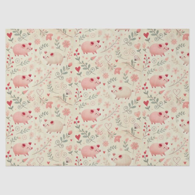 Whimsical Pig Tissue Paper (Front)