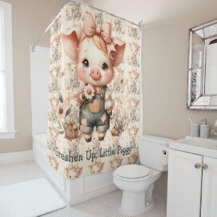 Whimsical Piglet in Pastel Overalls