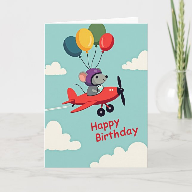 Whimsical Pilot Birthday Card (Front)