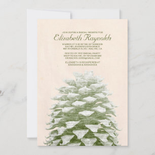 Whimsical Pine Cones Bridal Shower Invitations