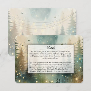 Whimsical Pine Forest Fairy Lights Wedding Enclosure Card