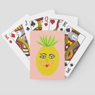 Whimsical Pineapple Funny Face CUSTOMIZE IT Playing Cards