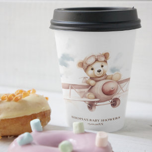 Whimsical Pink Airplane Adventure Baby Shower Paper Cups