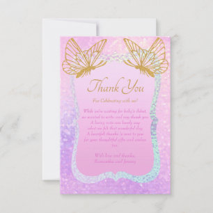 Whimsical Pink and Gold Baby Shower Thank You Card
