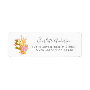 Whimsical Pink and Orange Cactus Return Address