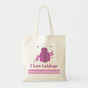Whimsical Pink and Purple Ladybug Tote Bag