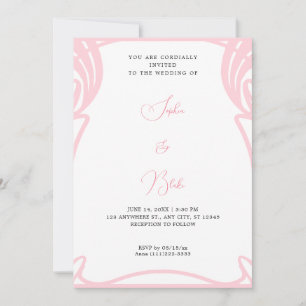 Whimsical Pink and White Art Deco Wedding Invitation