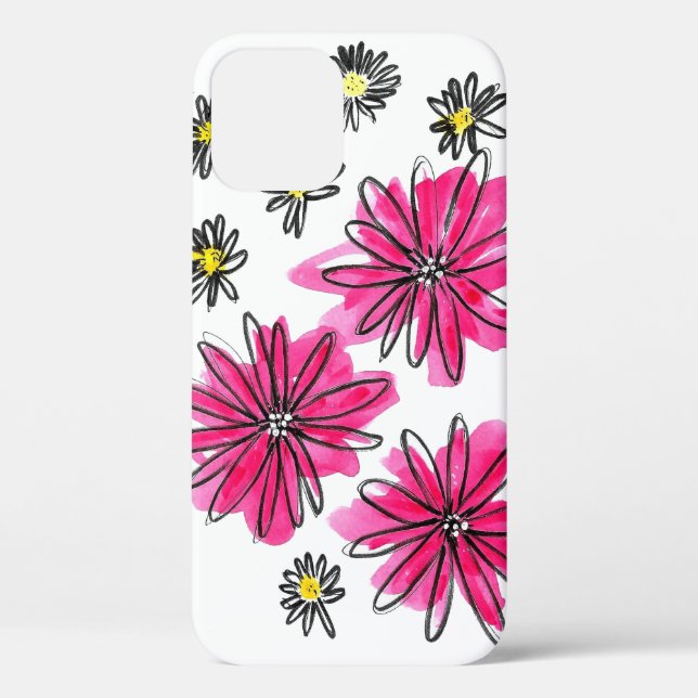 Whimsical Pink and White Flowers Case-Mate iPhone Case (Back)