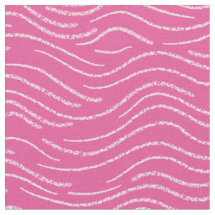 Whimsical Pink and White Wavy Striped Scribbles Fabric
