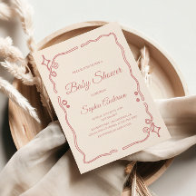 Whimsical Pink Baby Shower with Sparkle Border 