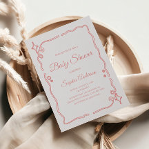 Whimsical Pink Baby Shower with Sparkle Border 
