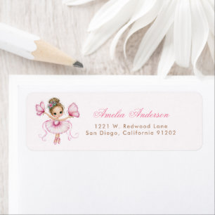 Whimsical  Pink Ballerina Girl  adress Label
