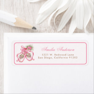 Whimsical  Pink Ballerina Girl  adress Label