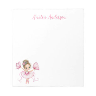 Whimsical Pink Ballerina Girl Notepad
