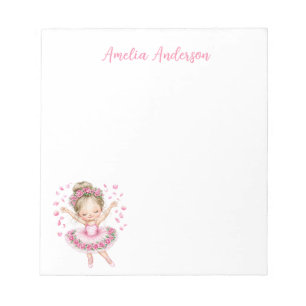 Whimsical Pink Ballerina Girl Notepad