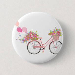 Whimsical Pink Bicycle 2 Inch Round Button