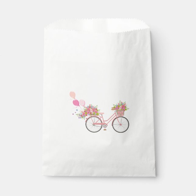 Whimsical Pink Bicycle Favour Bag (Front)